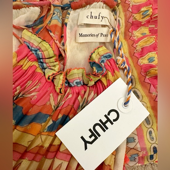 NWT Chufy Memories of Peru Mancora Viscose Lurex Chiffon Maxi Dress Size XS - Picture 11 of 13
